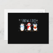 Niedlicher Penguin Schnee Cool Winterweihnachtsfes Ankündigungspostkarte (Vorne/Hinten)