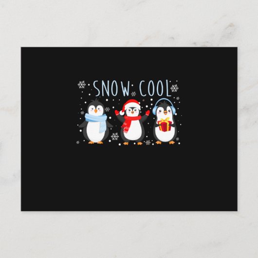 Niedlicher Penguin Schnee Cool Winterweihnachtsfes Ankündigungspostkarte (Vorderseite)