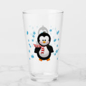 Niedlicher Penguin u. Schneeflocken Glas (Vorderseite)