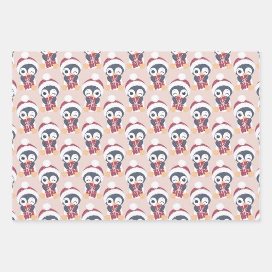 Niedlicher Penguin Weihnachten Geschenkpapier Set (Vorderseite 3)