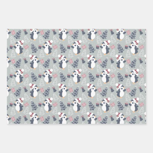 Niedlicher Penguin Weihnachten Geschenkpapier Set (Vorderseite)