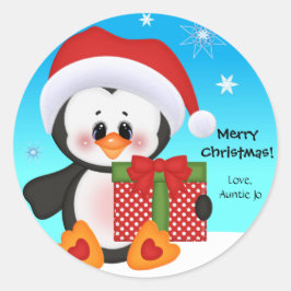 Niedlicher Penguin Weihnachtsgeschenksticker Runder Aufkleber