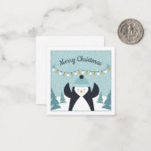 Niedlicher Penguin Winterkunst Frohe Weihnachten Mitteilungskarte (Vorderseite/Rückseite Beispiel)