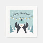 Niedlicher Penguin Winterkunst Frohe Weihnachten Serviette (Vorderseite)