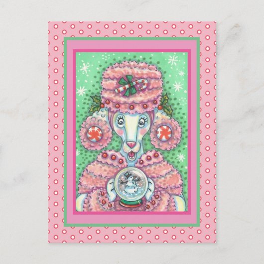 NIEDLICHER PEPPERMINIERPINKPUNKT UND SNOWGLOBE SNO POSTKARTE (Vorderseite)