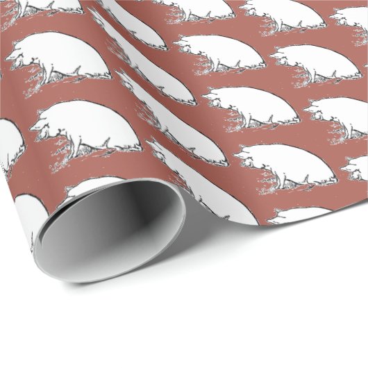 Niedlicher Perky-Schweinezuchtbetrieb Cartoon Geschenkpapier (Rolleneckpunkt)