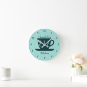 Niedlicher Personalisierter Aquamariner Kaffee Obe Runde Wanduhr (Zuhause)