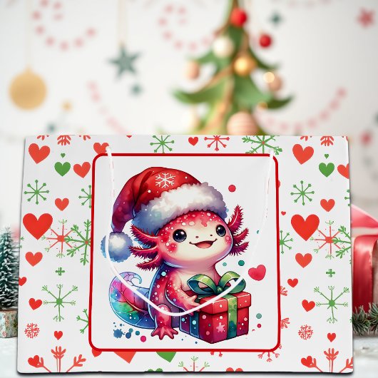 Niedlicher Personalisierter Axolotl Weihnachten Große Geschenktüte