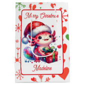 Niedlicher Personalisierter Axolotl Weihnachten Mittlere Geschenktüte (Rückseite)