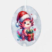 Niedlicher Personalisierter Axolotl Weihnachten Ornament Aus Metall (Vorderseite links)