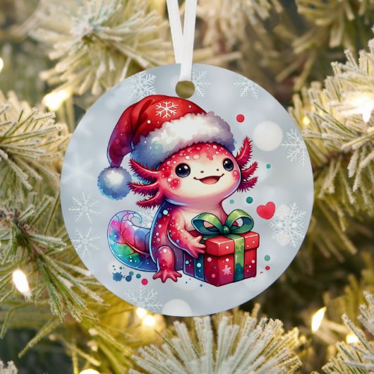 Niedlicher Personalisierter Axolotl Weihnachten Ornament Aus Metall (InSitu)