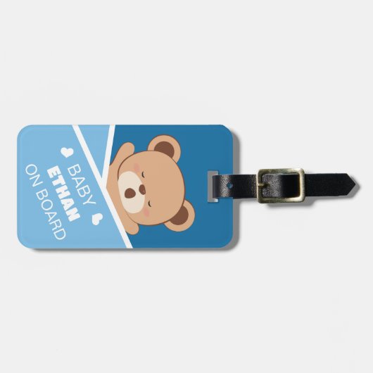 Niedlicher Personalisierter Babybärchen Gepäckanhänger (Vorderseite horizontal)