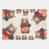 Niedlicher Personalisierter Bär mit Herz Geschenkpapier Set (Vorderseite 3)