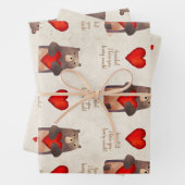 Niedlicher Personalisierter Bär mit Herz Geschenkpapier Set (Beispiel)