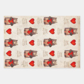 Niedlicher Personalisierter Bär mit Herz Geschenkpapier Set (Vorderseite)