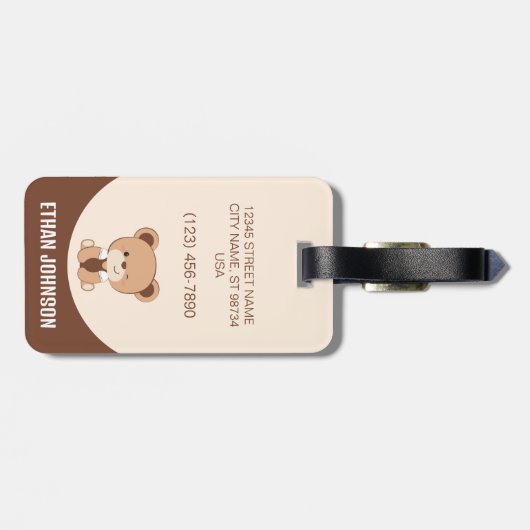 Niedlicher Personalisierter Bärenerlebnistag Gepäckanhänger (Rückseite horizontal)