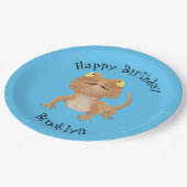 Niedlicher personalisierter Bartagame Geburtstag Pappteller (Schrägansicht)
