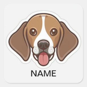Niedlicher personalisierter Beagle Quadratischer Aufkleber