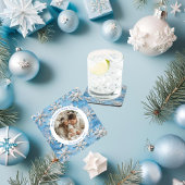 Niedlicher Personalisierter Blue Snowflakes Weihna Getränkeuntersetzer