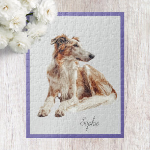 Niedlicher Personalisierter Borzoi Dog Jigsaw Puzz Puzzle