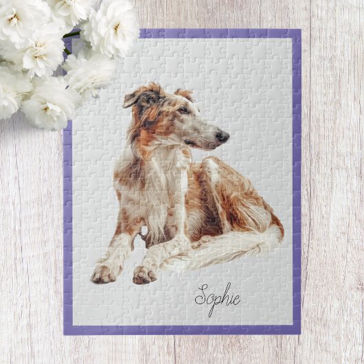 Niedlicher Personalisierter Borzoi Dog Jigsaw Puzz Puzzle