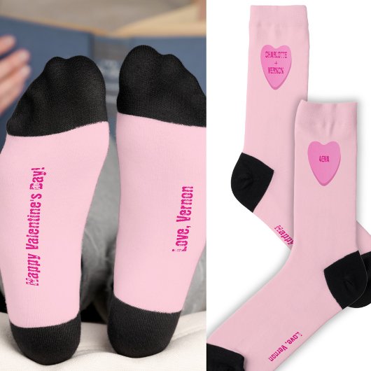 Niedlicher Personalisierter Candy Heart Valentinst Socken