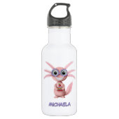 Niedlicher Personalisierter Cartoon Axolotl Edelstahlflasche (Vorderseite)