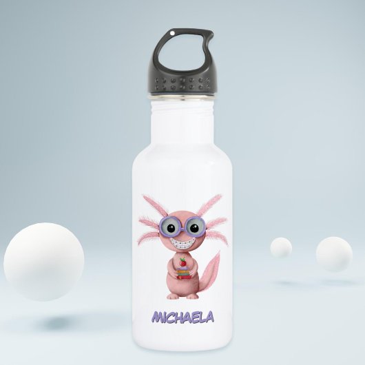 Niedlicher Personalisierter Cartoon Axolotl Edelstahlflasche