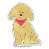 Niedlicher Personalisierter Cartoon Goldendoodle W Aufkleber (Vorderseite)