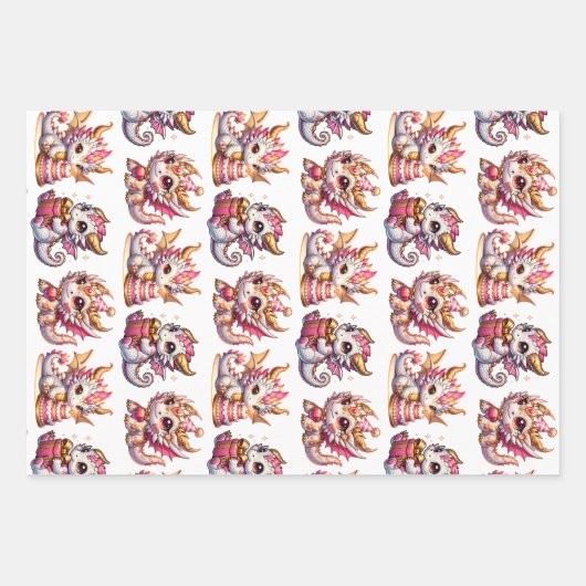 Niedlicher Personalisierter Drache Thema Geburtsta Geschenkpapier Set (Vorderseite)