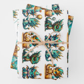 Niedlicher Personalisierter Drache Thema Geburtsta Geschenkpapier Set (Beispiel)