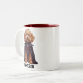 Niedlicher Personalisierter Dracula Goldendoodle Zweifarbige Tasse (Vorderseite Links)