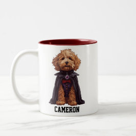 Niedlicher Personalisierter Dracula Goldendoodle Zweifarbige Tasse