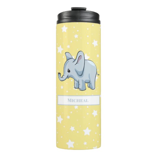 Niedlicher Personalisierter Elefant Thermosbecher (Vorderseite)