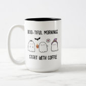 Niedlicher Personalisierter Fall Halloween-Geister Zweifarbige Tasse (Links)