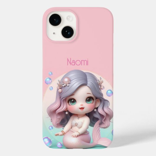 Niedlicher Personalisierter Fall Mermaid Case-Mate iPhone Hülle (Rückseite)
