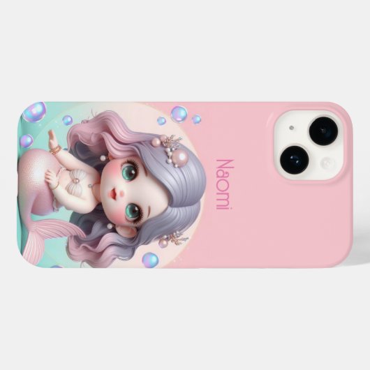 Niedlicher Personalisierter Fall Mermaid Case-Mate iPhone Hülle (Rückseite (Horizontal))
