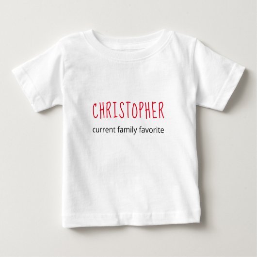 Niedlicher Personalisierter Familiengünstiger Rot Baby T-shirt (Vorderseite)