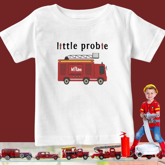 Niedlicher Personalisierter Feuerwehrmann Baby T-shirt