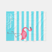 Niedlicher personalisierter Flamingo-tropischer Fleecedecke (Vorderseite (Horizontal))