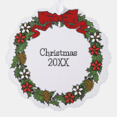 Niedlicher Personalisierter Foto Weihnachtskranz Ornament Karte (Rückseite)