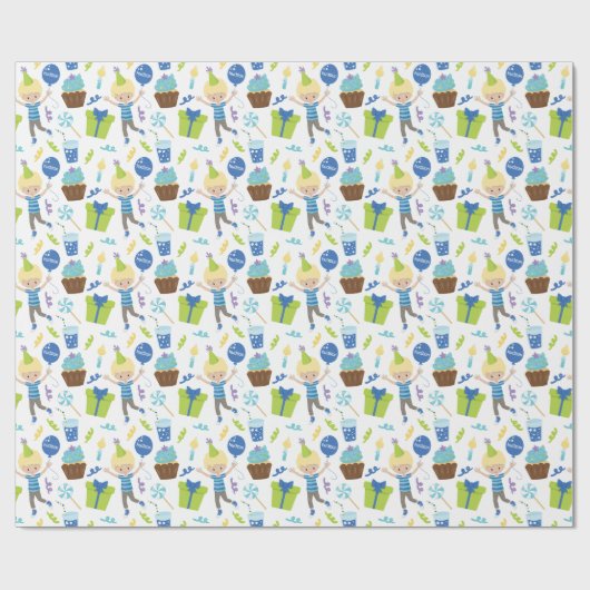 Niedlicher Personalisierter Geburtstagskind Geschenkpapier (Flach)