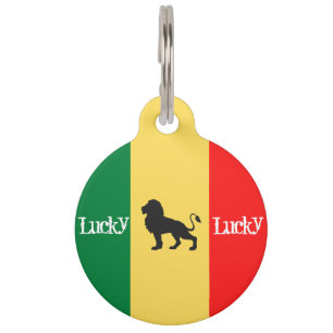 Niedlicher Personalisierter Gelber Rasta Reggae Haustiermarke