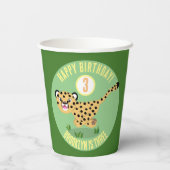 Niedlicher personalisierter glücklicher Gepard Geb Pappbecher (Rückseite)
