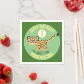 Niedlicher personalisierter glücklicher Gepard Geb Serviette (Beispiel)