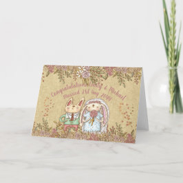 Niedlicher Personalisierter Hochzeitskarten-Kaninc Karte