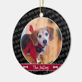 Niedlicher Personalisierter Hund Foto Knochen-Must Keramik Ornament (Links)