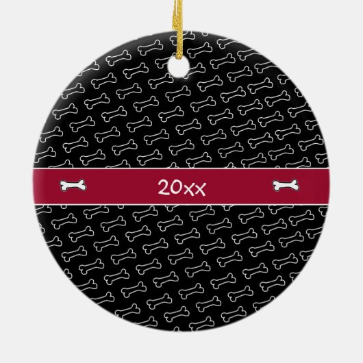 Niedlicher Personalisierter Hund Foto Knochen-Must Keramik Ornament (Hinten)