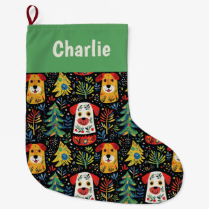 Niedlicher Personalisierter Hund Grosser Strumpf Großer Weihnachtsstrumpf
