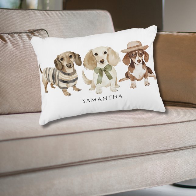 Niedlicher Personalisierter Hund Wasserfarbe Dekokissen (Von Creator hochgeladen)